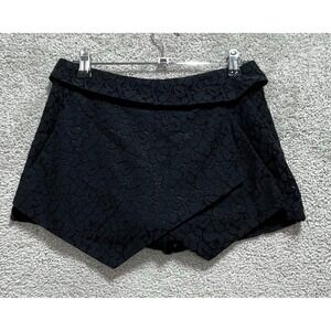 Talula Skirt Skort Women's 00 Black Lace Floral Embroidered Back Zip Mini Cotton